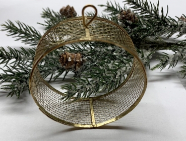 Dekoanhänger aus Metall-Gitter, Kreis gold